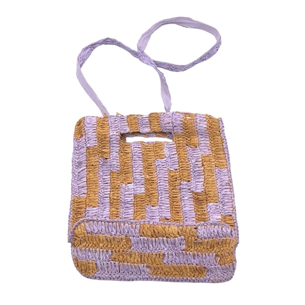 NWOT Free People Brunch Date Woven Raffia Crossbody Clutch‎ Bag in Lavender